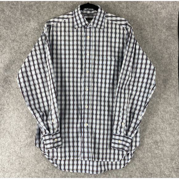 Billy Reid Shirt Mens Medium Plaid Button Up Cotton Italy Made Retro Hipster - Picture 1 of 14